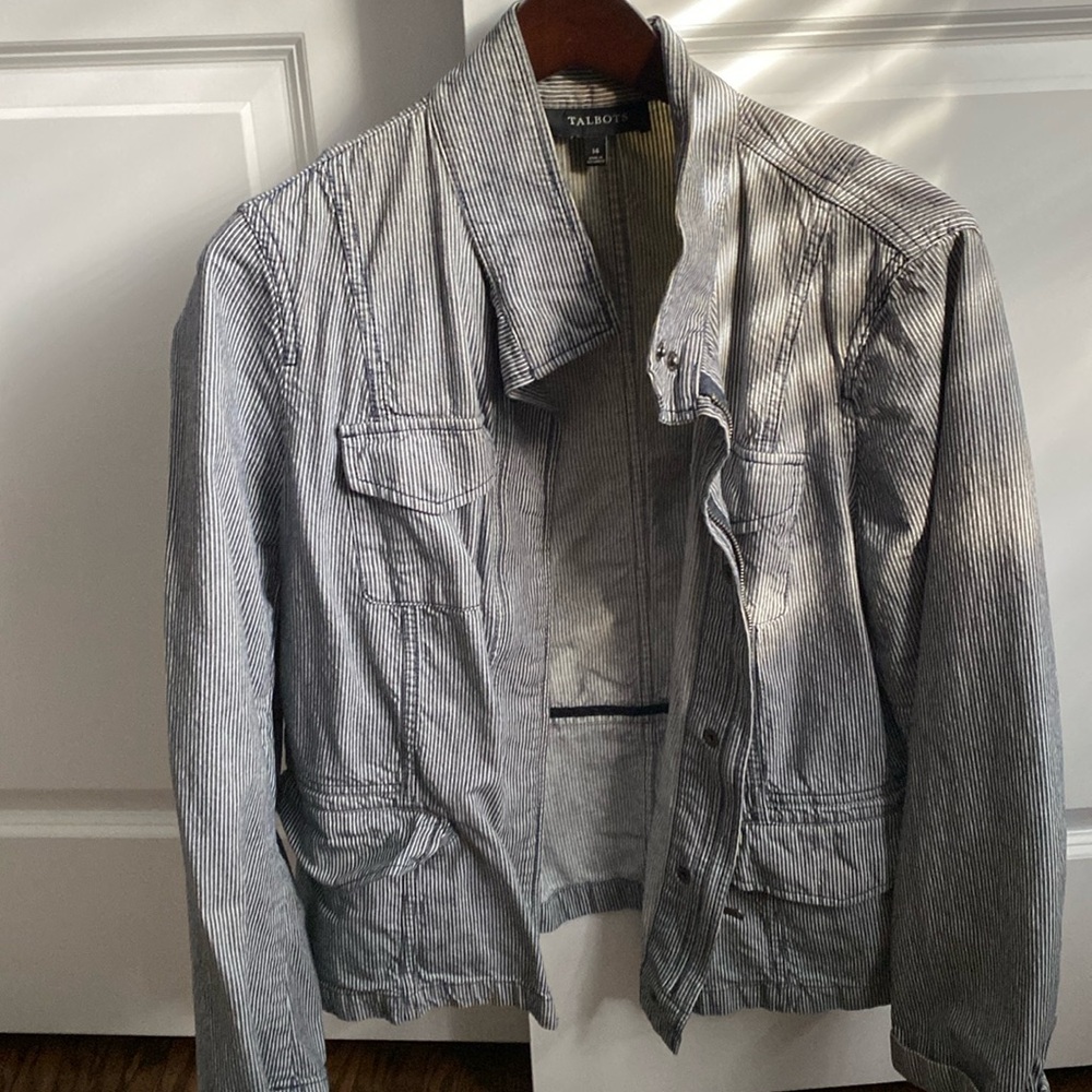 Talbots stripped jean jacket